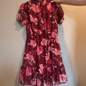 Floral Burgundy Dress
